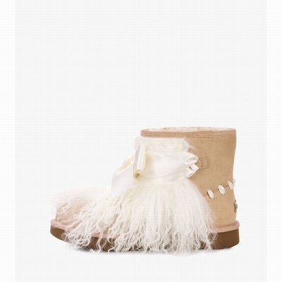 Botas UGG Classic Mini Mongolian Mulher Amarelas | PT-HUNTK